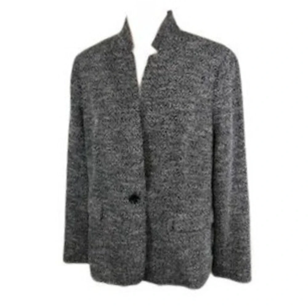 Talbots Women's Blazer Jacket XL Black Gray Tweed Career Work Business Size XL